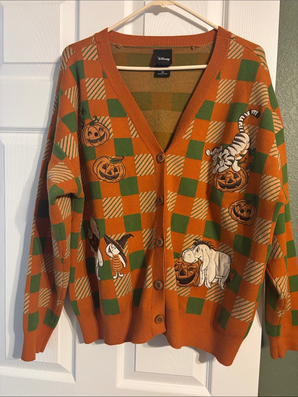 Disney Orange and Green Halloween Patchwork Cardigan with Character Embroideries